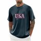 thumbnail image 1 of Tops para hombre, blusas y camisas de cuello redondo y manga corta para hombre, blusas casuales de moda con cuello redondo y manga corta para hombre, blusas de poliéster para hombre, 1 of 5