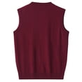 thumbnail image 3 of Men's Wool Knit Argyle Sweater Vest Ribbed V-Neck Knitwear Sleeveless Pullover Warm Cable Knitted Tank Top, 3 of 4
