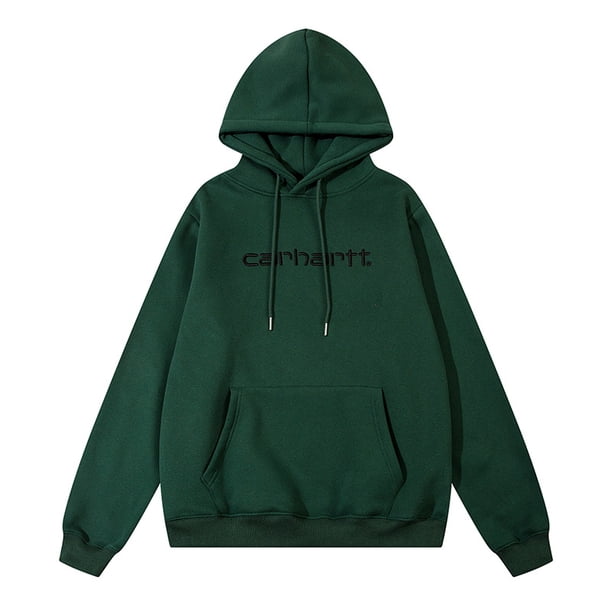Sudadera con capucha holgada para hombre y mujer con letras clásicas bordadas Carhartt de la marca de moda y sudadera con capucha de lanaVerde