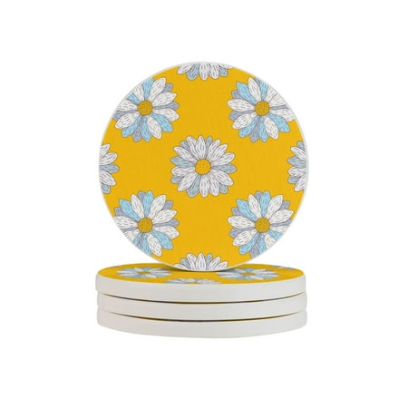

Circular Drink Coasters Set Flower Pattern Background Beautiful Home Decor Diatomite Heat-Resistant Diatomite Protect Table Countertop