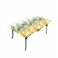 thumbnail image 6 of Summer Lemon Rectangle Tablecloth, Waterproof Elastic Fitted Table Covers for 6 Foot Tables, 32x72inch Decorative Tablecloths for Picnic, Camping, Indoor, Outdoor, Watercolor Fruits Green Leaf Vase, 6 of 6