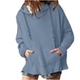 thumbnail image 2 of AXXD Blue Basic Blouses for Women Business Casual Summer 2024 Loose Fitting Hoodie Solid Color Hoodie Long Sleeved Jacket Top, 2 of 8