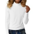thumbnail image 2 of Womens Blouses Dressy Casual Mock Neck Long Sleeve Tops for Women Lightweight Solid Color Turtleneck Pullover Blouses Base Shirts, 2 of 10