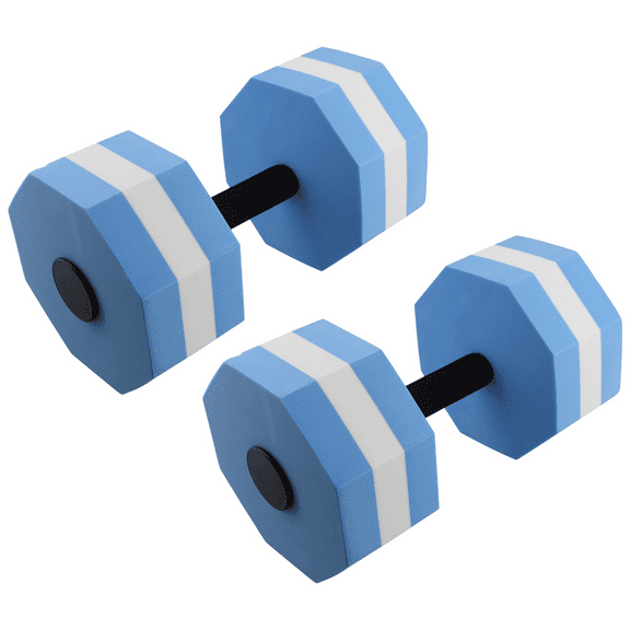 EVA Foam Dumbbell Set, Water Weights, Water Aerobics, Aquatic Therapy, Pool Fitness, Water Workout(2pcs) White Blue
