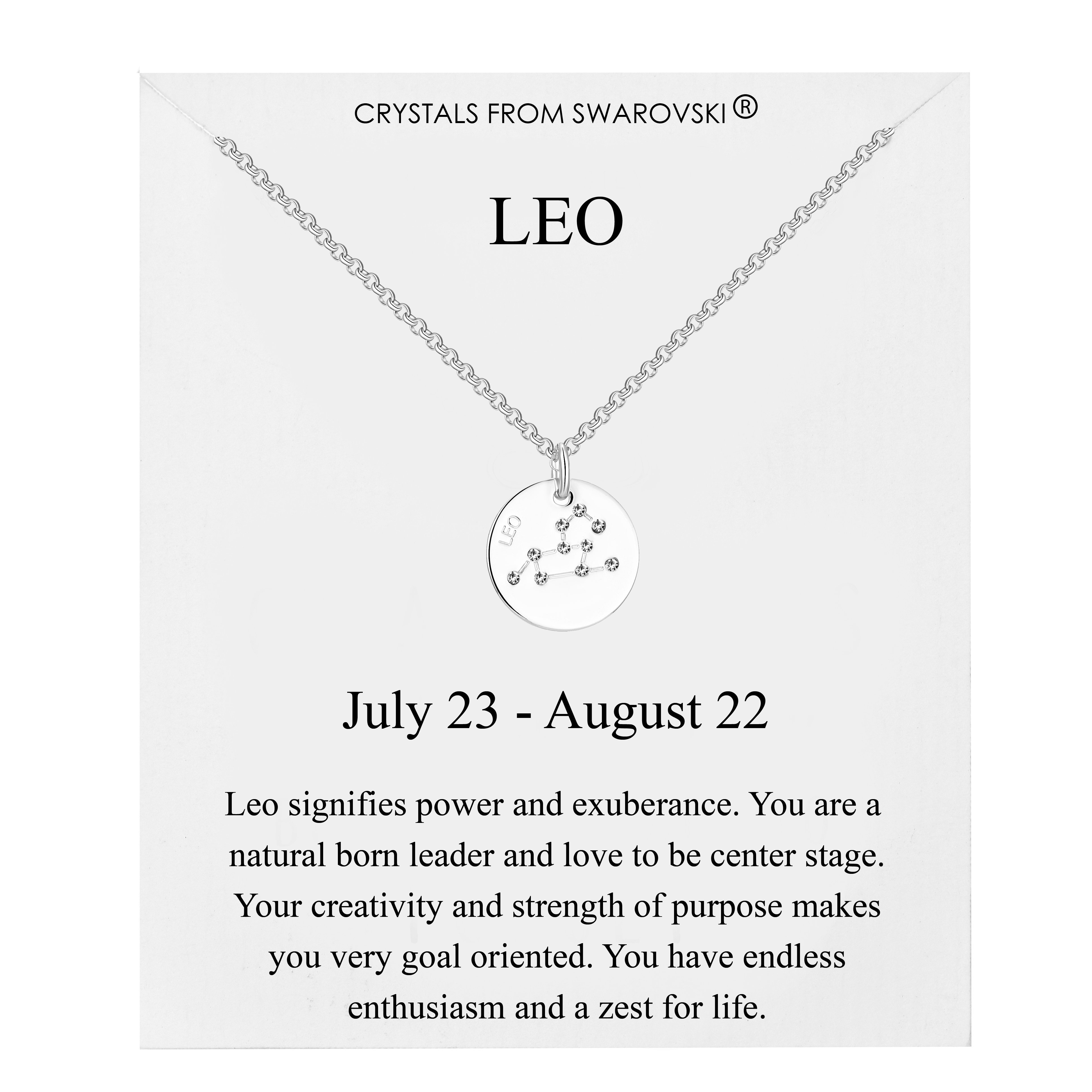 Leo Star Sign Disc Necklace Created with Swarovski Crystals