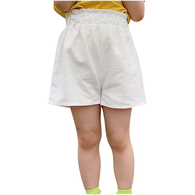 Odeerbi 1-8 Años Niñas Pantalones Cortos de Verano de Algodón Lino Casual Transpirable Color Sólido Cute Leisure Shorts