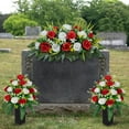 thumbnail image 5 of Cemetery Headstone Flower Saddle - Artificial Cemetery Flowers Rose, Grave Decoration，Non-Bleed Colors,, 5 of 9