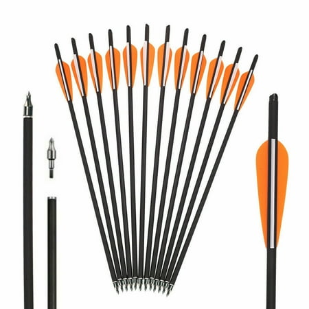 EROCK 12Pcs 20inch Crossbow Bolts Carbon Arrows Archery Hunting Half Moon Nock Arrows-Orange