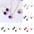 thumbnail image 2 of KMYY Women Circle Rhinestone Necklace Earrings Ring Pendants Jewelry Set, 2 of 7