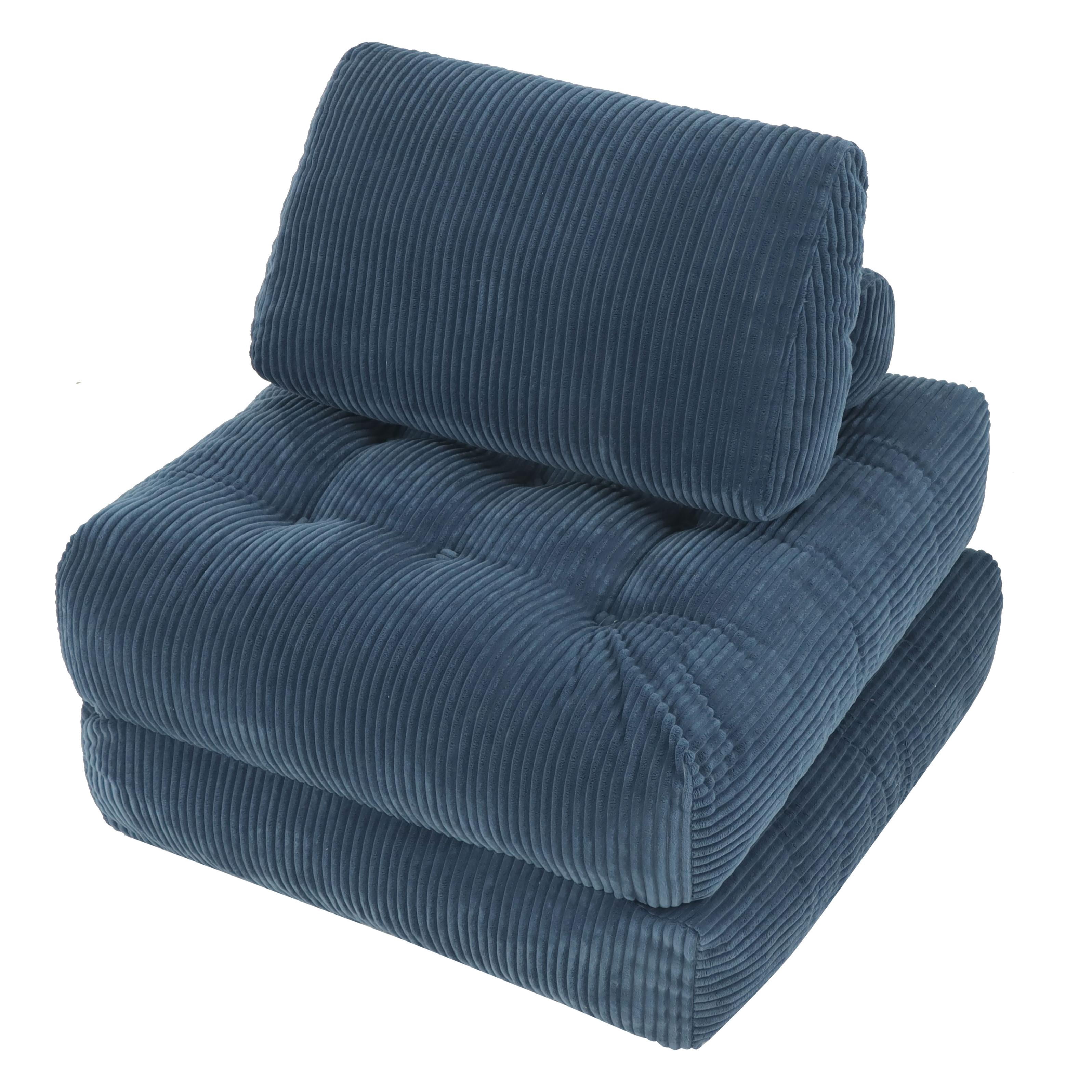 70.8-Inch Beanbag Couch for Adults, Corduroy Fluffy Cloud Lazy Sofa Chair with Ergonomic Support for Living Room and Dorm, No Assembly Required, Blue