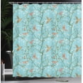 thumbnail image 4 of Ambesonne Spring Shower Curtain, Hummingbirds Tree Branches, 69"Wx75"L, Sky Blue and Burnt Sienna, 4 of 5