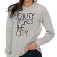 thumbnail image 3 of Cool Fashion Beauty Takes the City Women Plus Size Long Sleeve Graphic Tee Brisco Brands 2X, 3 of 5