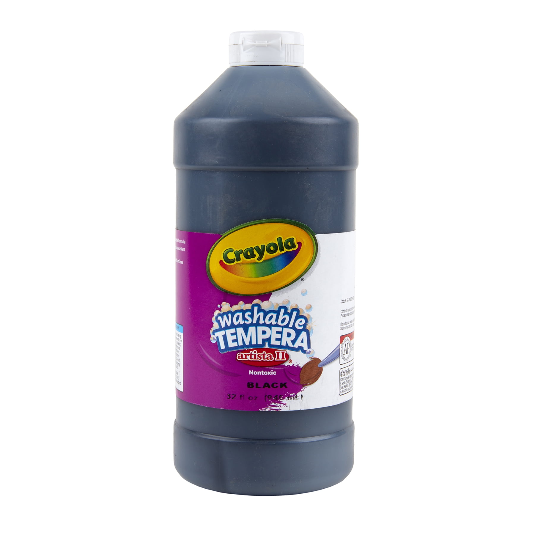 Crayola Artista II Washable Tempera Paint, 32 oz, Black, Pack of 3