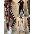 thumbnail image 2 of Womens Button Up Printed Long Wide Leg Pant Party Jumpsuits with Belt, 2 of 5