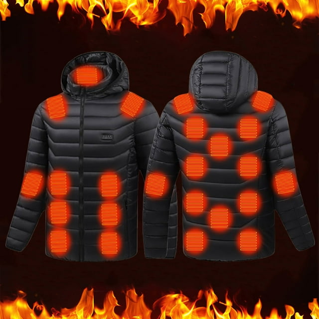 Pisexur Heated Jacket for Men with 4 Heating Levels 25 Heating Zones USB Rechargeable Heated Coats Fashion Solid Color Zipper Winter Jackets Thermal Heating Jacket Battery Not Included