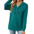 thumbnail image 3 of NFTOEIULA Women Drawstring Button Up Long Sleeve Textured Hoodies, 3 of 7