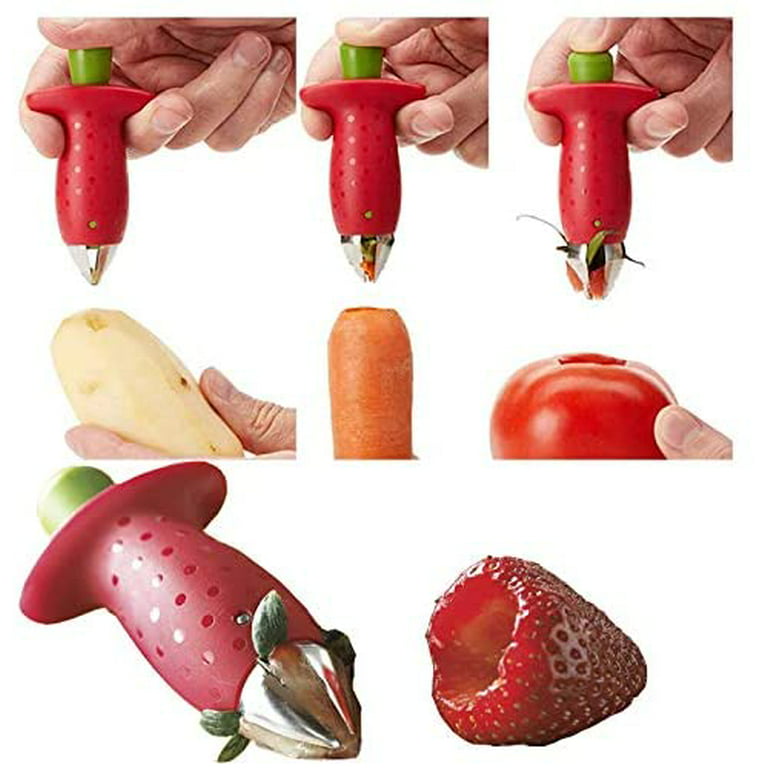 Casewin Strawberry Huller Remover and Strawberry Slicer Set, for Berry  Leaves Remove Corer Fruit Slicer Cutter Tomatoes DIY Platter Fruit Plate
