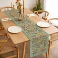 thumbnail image 3 of Boho Green Flowers Table Runner - 60 Inch Long Spring Abstract Watercolor Floral Leaf Cotton and Linen Blended Dress Scarves Farmhouse Table Runner for Kitchen Dining, Coffee Table, 13" x 60", 3 of 8