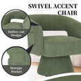thumbnail image 3 of CRERIYO 360° Swivel Accent Chair Set of 2, Cloud Velvet Upholstered Barrel Seat with a Pillow, Round Lounge seating for Living Room, Green, 3 of 6