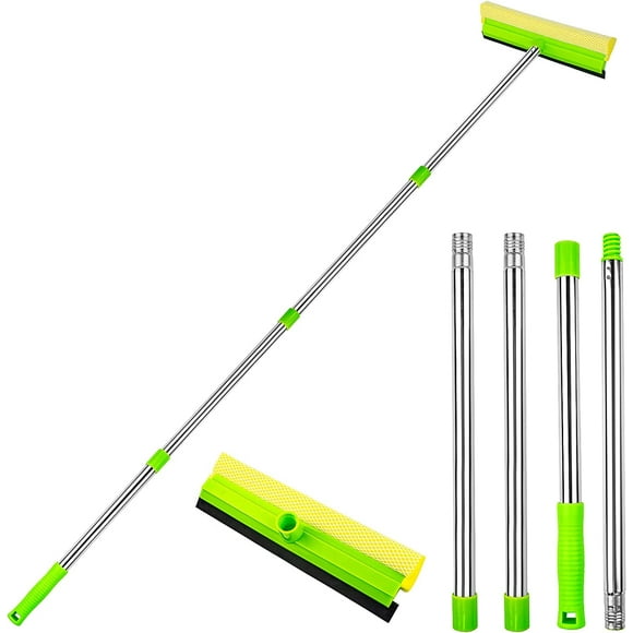 ITTAR Window Squeegee with 58" Extension Pole, Window Cleaning Tools, 10" Sponge Car Windshield Squeegee - Green