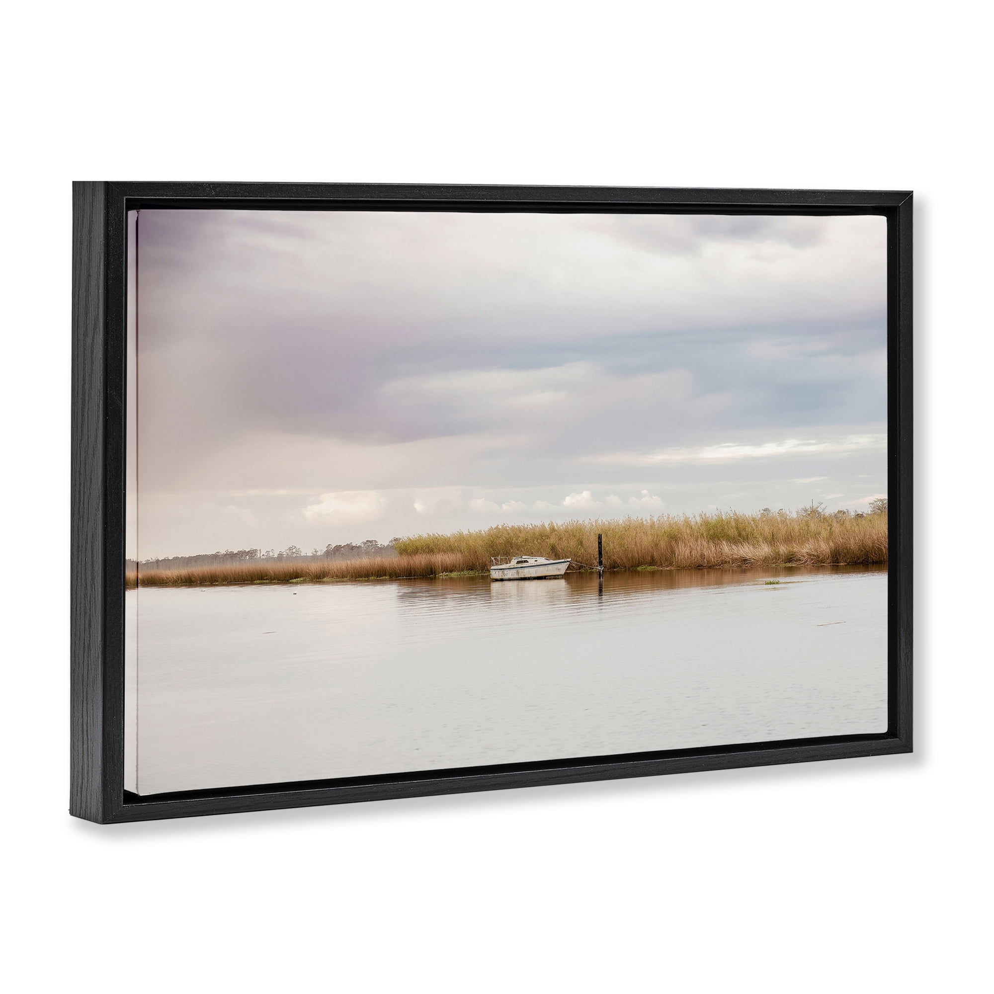 Stupell Industries Magical Mooring Landscape Black Framed Floater Canvas Wall Art, design by Christy Berry
