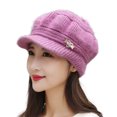 thumbnail image 2 of Womens Fashion Flower Knit Crochet Beanie Hat Winter Cotton Beret Cap, 2 of 8