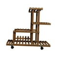 thumbnail image 3 of DOLITY Wooden Plant Stand Flower Pot Holder Space Saving Flowerpot Organizer Rack for With Wheels, 3 of 9