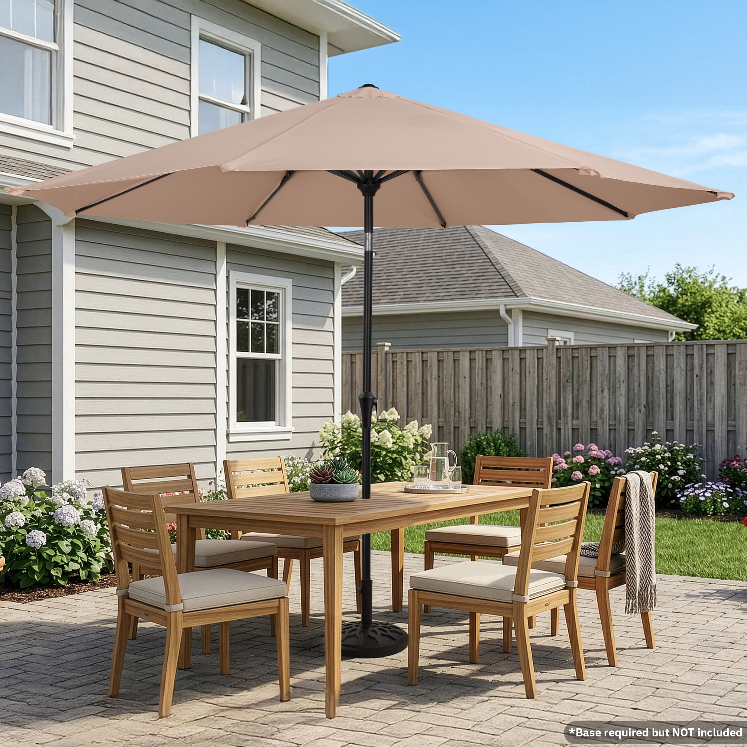 Villacera 9FT Outdoor Patio Umbrella Shade with Auto Tilt, Beige