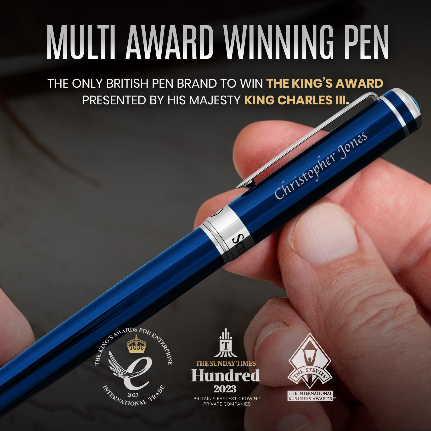 Personalized Midnight Blue Rollerball Pen - Stunning Lacquer Luxury  Chrome Finish Schmidt Ink Refill Engraved Roller Ball Gift Set For Men & Women Custom Name Engraving