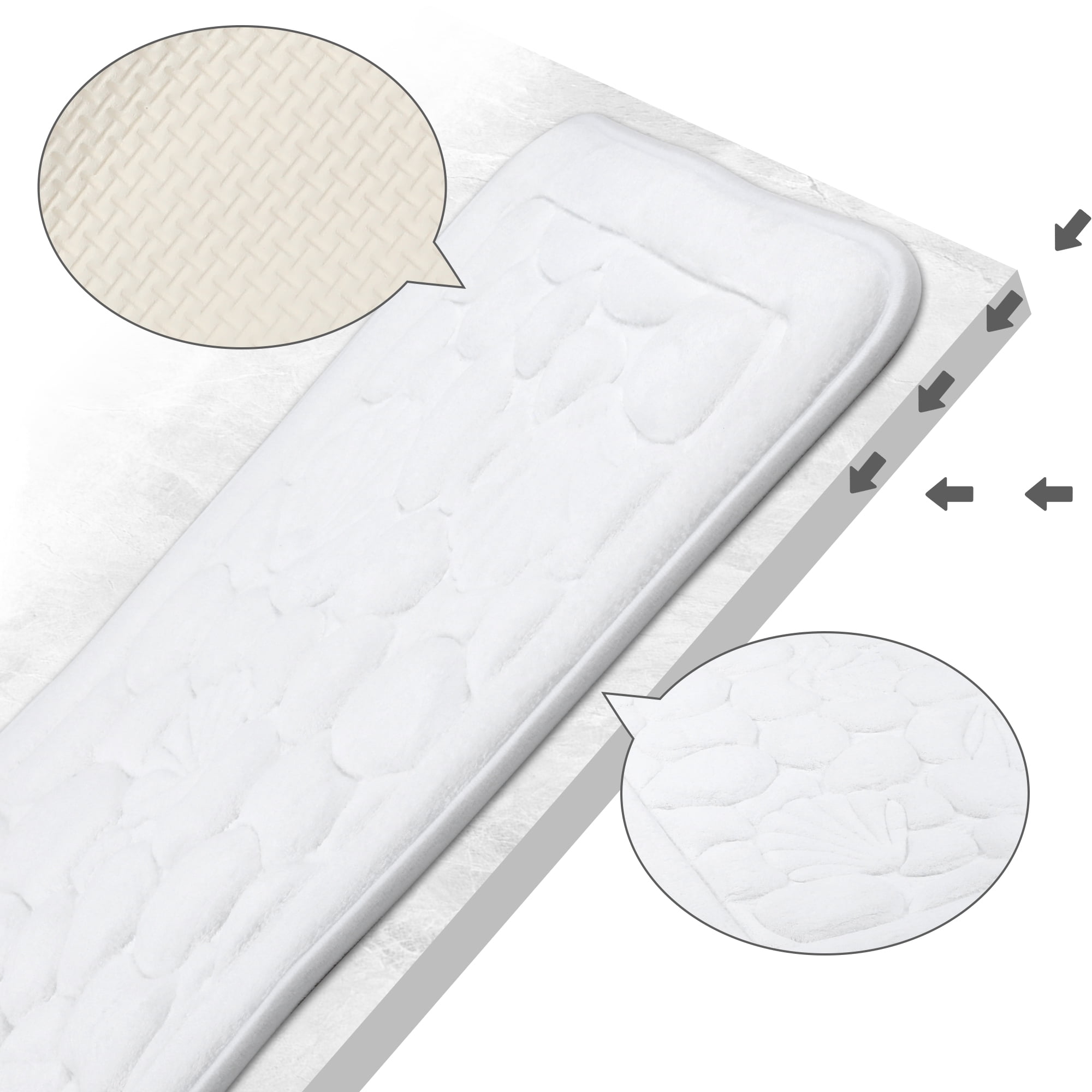 Unique Bargains Shell Pattern Bath Mat Memory Foam Non-Slip Bath Rugs White 16" x 24"