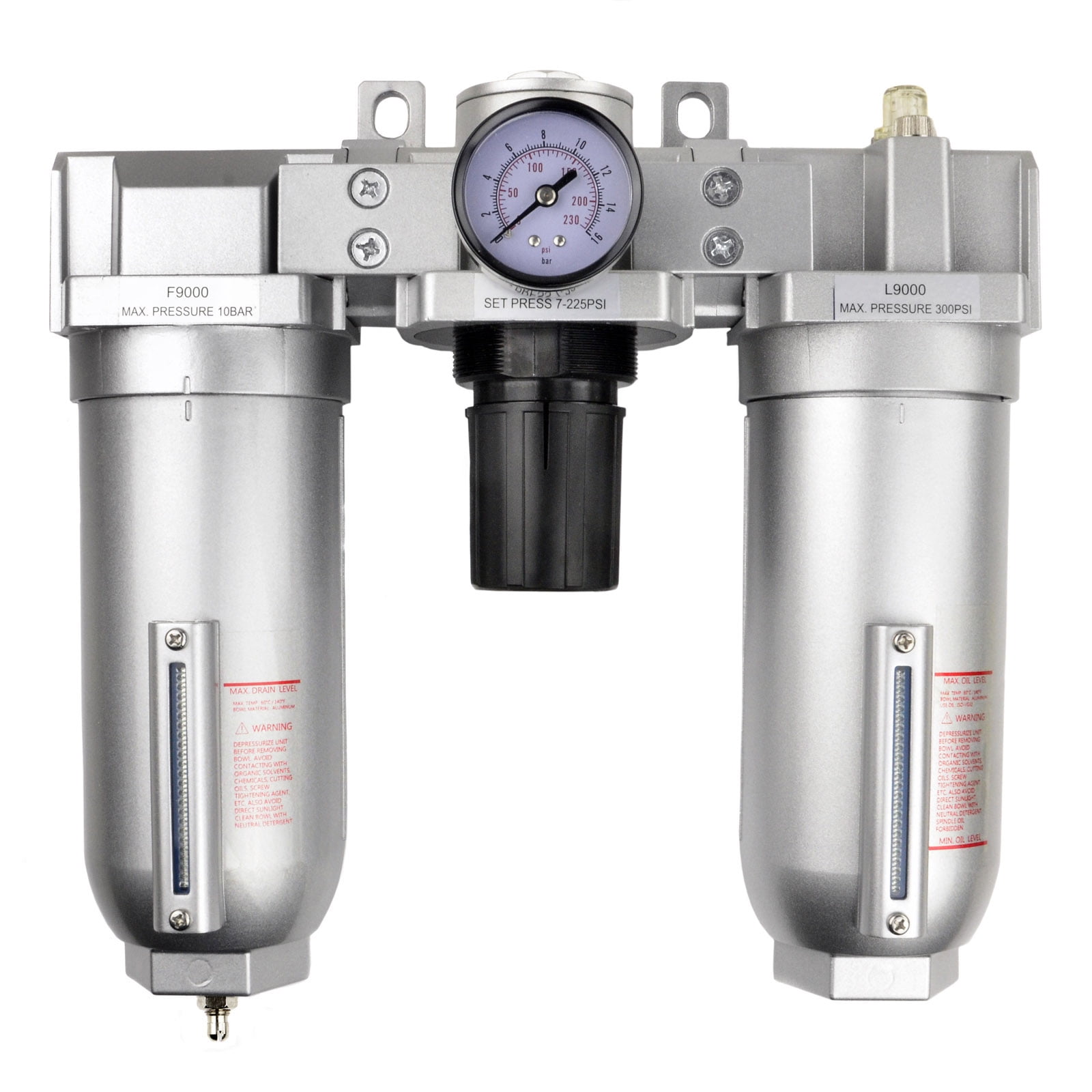 3/4" Air Compressor Regulator & Filter Combo w/ Gauge & Automatic Float Drain 
