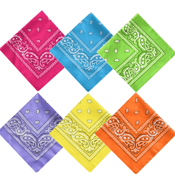 6 Pcs 100% Cotton Bandanas, 6 Colors 21x21 Inch Soft Headwraps for Men & Women