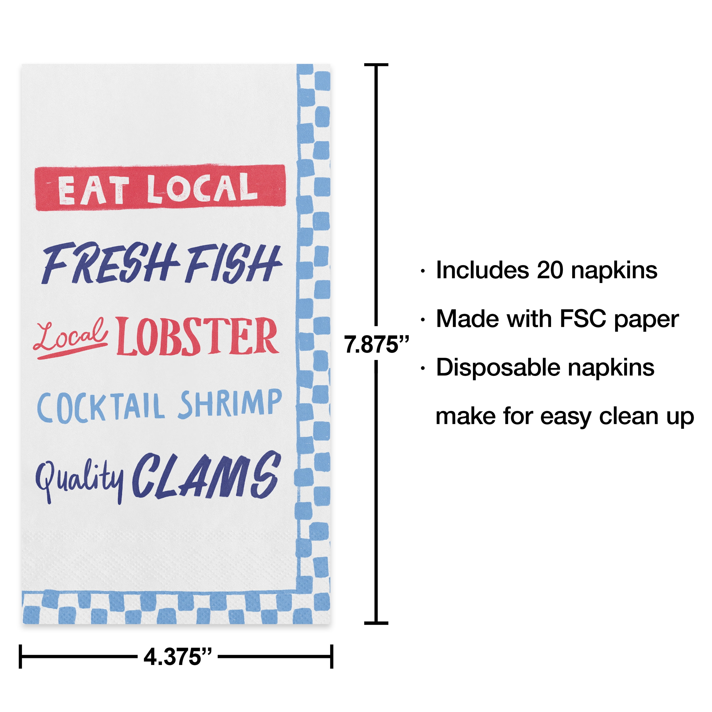 Bright Tides Multicolor Eat Local Disposable Paper Guest Towels, 4.4" x 7.9", by Way To Celebrate