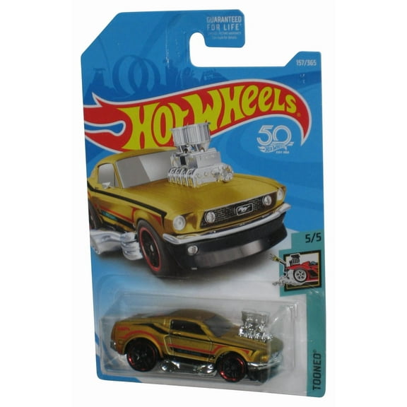 Hot Wheels Tooned 5/5 (2017) Gold '68 Mustang Toy Car 157/365