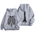 thumbnail image 2 of Halloween Sweatshirt for Women Zip Up Hoodie Oversized Streetwear Skeleton Graphic Pullover Casual Sweatshirt Outerwear for Daily Leisure Grey XL, 2 of 5