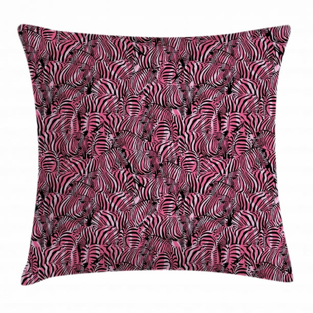 Pink Zebra Throw Pillow Cushion Cover, Bunch of Zebra Forming