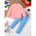 thumbnail image 4 of Mikrdoo Girls 2Pcs Clothes Outfits Set for Little Girls Trendy Leopard & Figure Print Long Sleeve Sweatshirts and Ripped Belted Denim Pants Set, Pink, 7 Years, 4 of 9