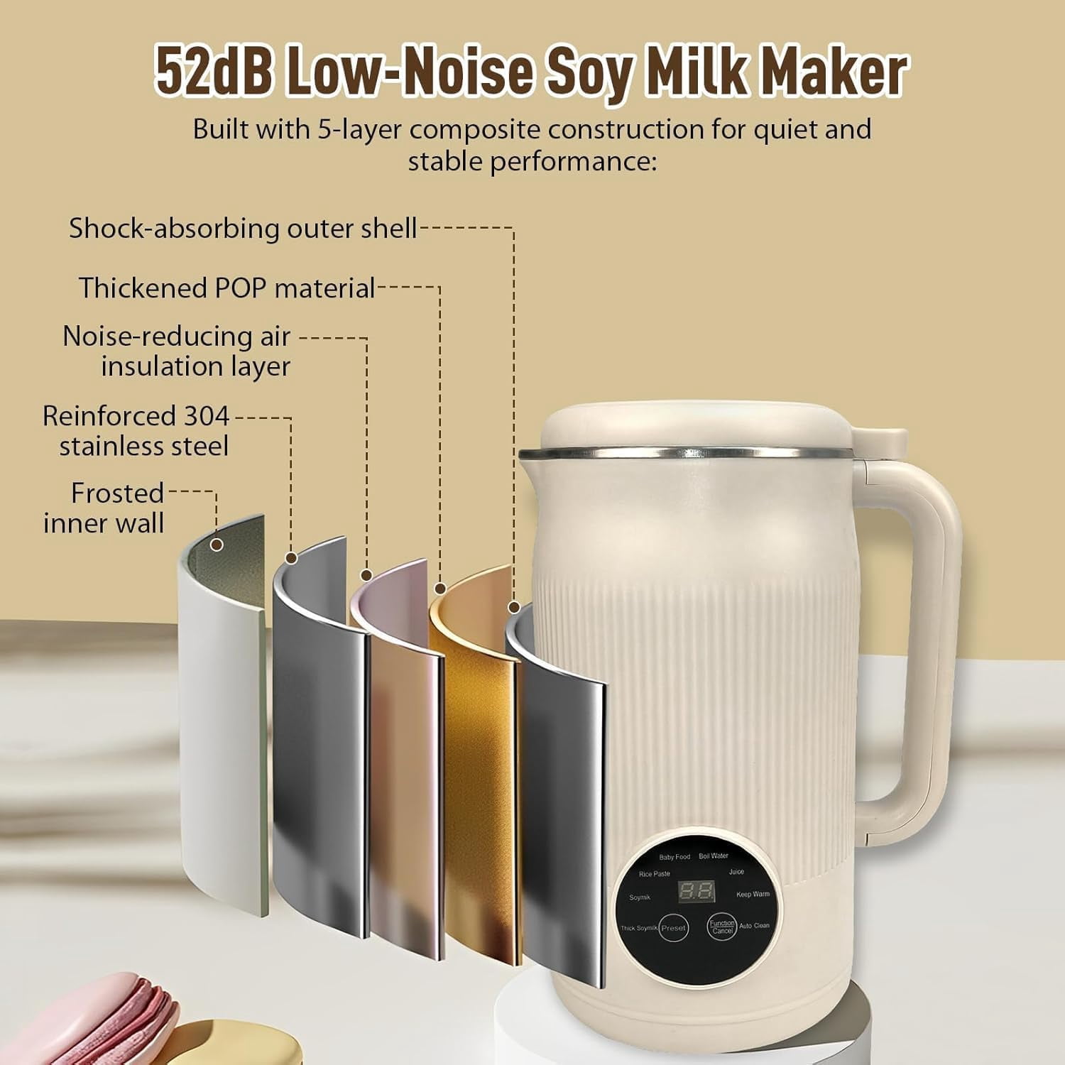 The 8-in-1 Multifunction Nut Milk & Juice Maker, 40oz Automatic Nut Milk Maker Blender for Soy Milk, Milkshakes, Juice,6 Hours Heat Preservation, Delay Start, Self-Cleaning (White)