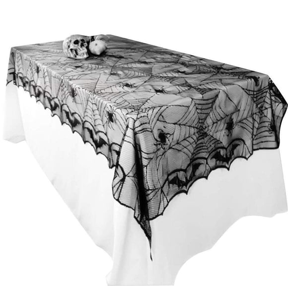 Awtlife Mantel De Encaje De Halloween, Telaraña De Murciélago Para Decoración De Fiesta De Halloween, 48 "X 96"