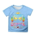 thumbnail image 2 of Tfken Happy First Day Of School Child Girls T-Shirts Crew Neck Short Sleeve Cartoon Print Tee Fashion Elegant Tops Sky Blue Size 3 Years-4 Years, 2 of 4
