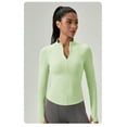 thumbnail image 3 of Women Tight Yoga Zipper Jacket Sports Long Sleeve Quick Dry Running Fitness Tops, 3 of 5
