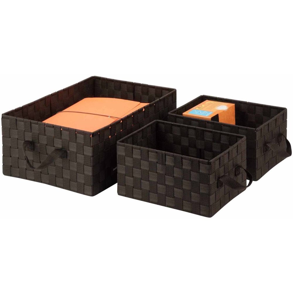 Honey Can Do Woven Baskets with Handles, Multicolor (3Piece Set