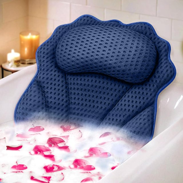 Almohada de baño RUVINCE, bañera ergonómica de lujo con ventosas