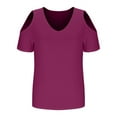 thumbnail image 6 of ZyeKqe Dressy Casual Tops for Women Cold Shoulder Going out Tops Short Sleeve Shirts Casual V Neck Tunic Top, 6 of 7