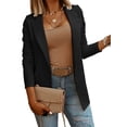 thumbnail image 2 of Langwyqu Solid Color Women Long Sleeve V-Neck Work Office Blazer Coat, 2 of 5