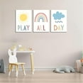 thumbnail image 2 of 3Pcs Boho Nursery Canvas Wall Art Play All Day Kids Room Wall Decor Pictures Rainbow Sun Cloud Posters Prints for Boy Girl Bedroom Playroom Classroom Decoration, 12x16in, 2 of 6