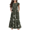 thumbnail image 2 of Babcutegg Summer Clearance Kids Short Shirt Dresses for Little Girls Skirts New Printed Round Neck Dress Dark Gray Size 8 Years, 2 of 7