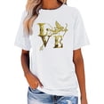 thumbnail image 1 of Cupid Arrow Print Crew Neck T-shirt, Casual Short Sleeve Top For Spring & Summer, Women's Clothing Tee Tee For Adult, Men, Women, Teen, Teenager, Adolescent, Youth, 1 of 8