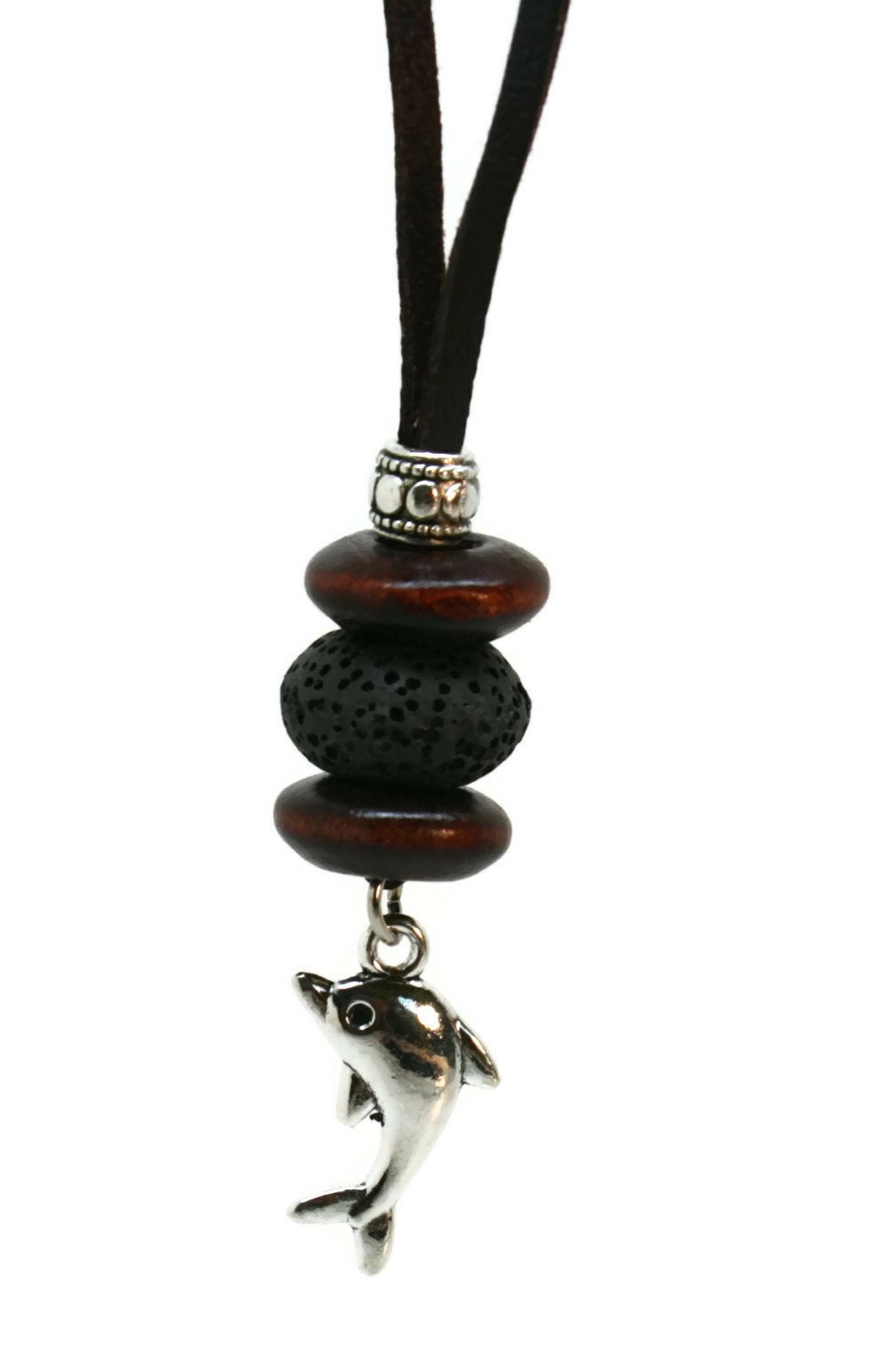 Charm Black Essential Oil Diffuser Necklace Lava Stone Leather Pendant Necklace