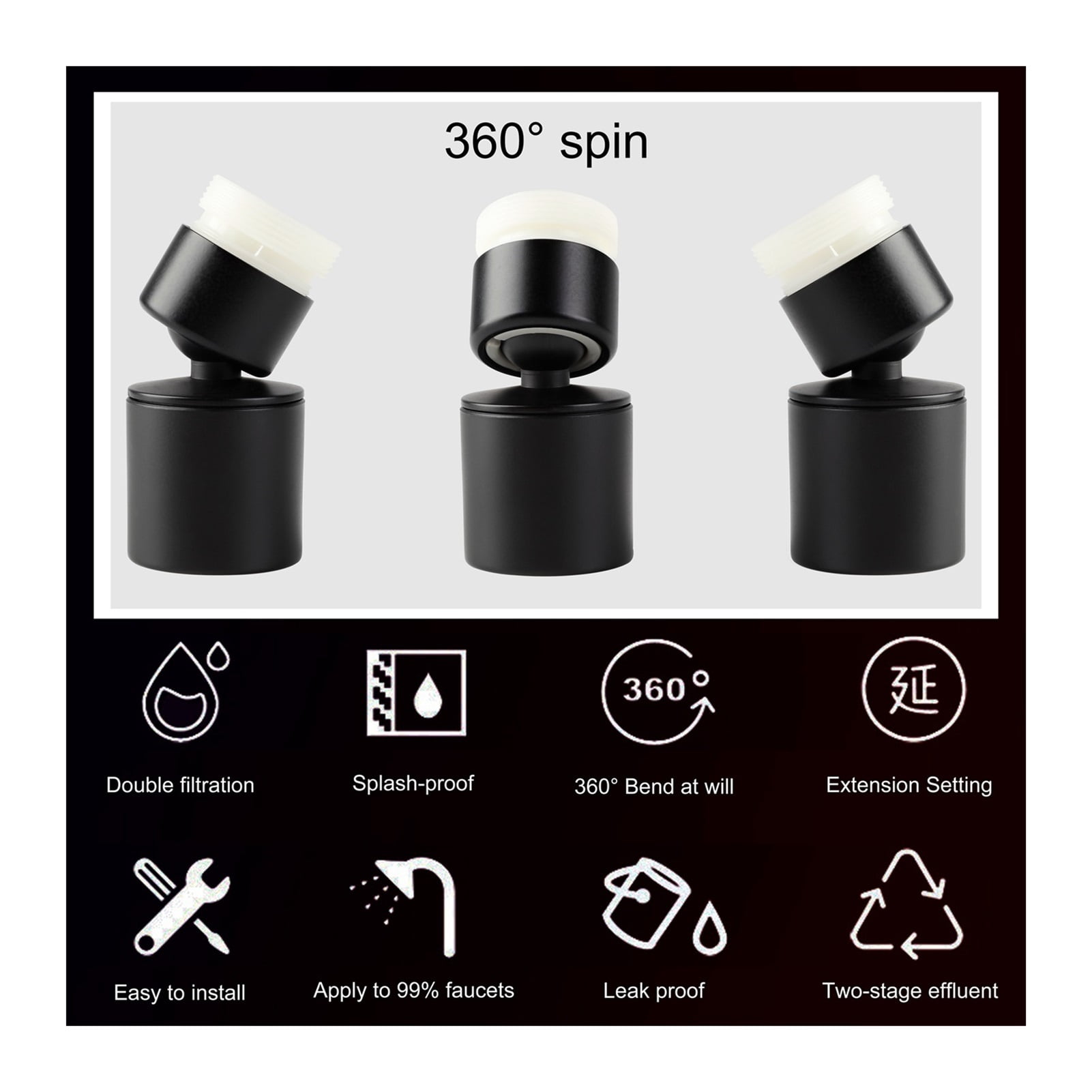 Faucet Aerator,Swivel Kitchen Sink Aerator Adjustable PressureTap Head Water Saving Shower Faucet Nozzle Adapter For Kitchen, Bathroom Faucet ,Water Saving